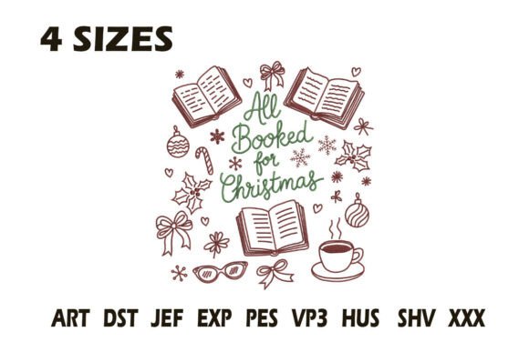 All Booked for Christmas Embroidery