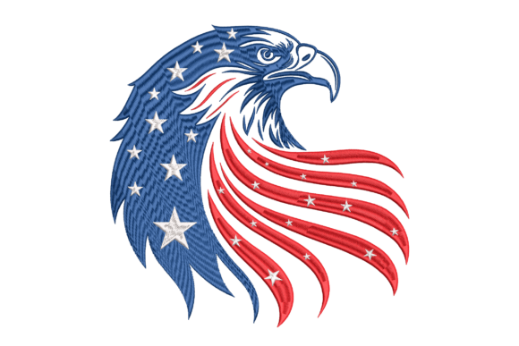 Patriotic Eagle Flag Embroidery Design
