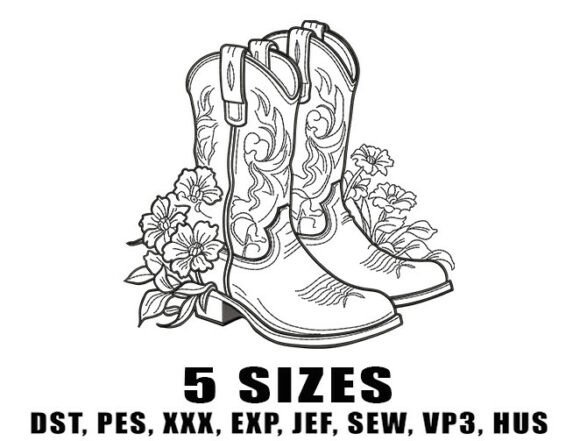 Rustic Country Boot Embroidery Designs