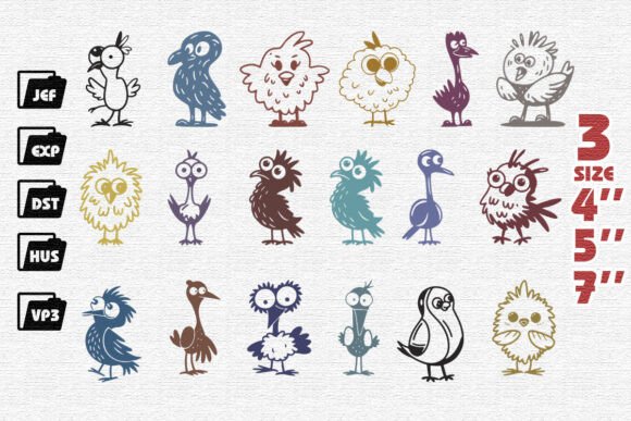 Set of 18 Funny Bird Embroidery Review